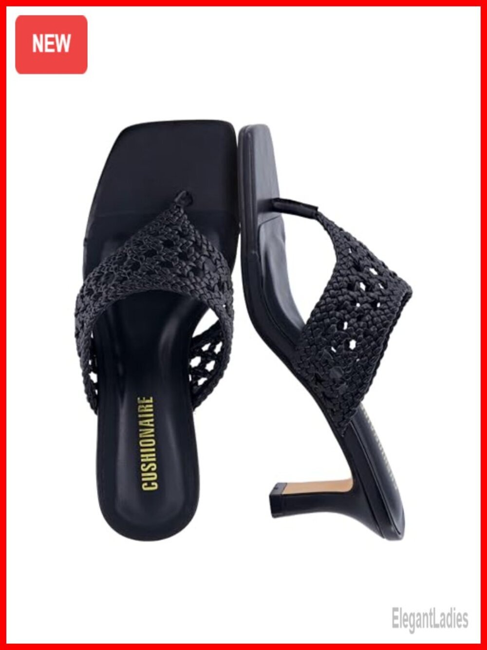 Woven Braided Kitten Heel Sandals - Square Toe, Slip On Mule, Spool Heel